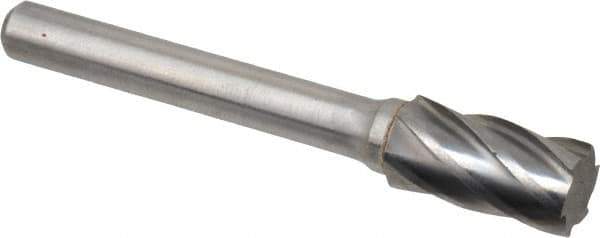 Atrax - 3/8" Cut Diam, 1/4" Shank Diam, Cylinder Head Fluted Cut Burr - Flat End, 3/4" LOC, 2-1/2" OAL - Industrial Tool & Supply