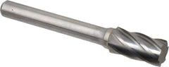 Atrax - 3/8" Cut Diam, 1/4" Shank Diam, Cylinder Head Fluted Cut Burr - Flat End, 3/4" LOC, 2-1/2" OAL - Industrial Tool & Supply