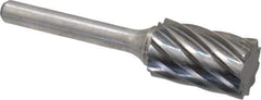 Atrax - 5/8" Cut Diam, 1/4" Shank Diam, Cylinder Head Fluted Cut Burr - Flat End, 1" LOC, 2-3/4" OAL - Industrial Tool & Supply