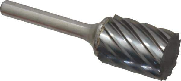 Atrax - 3/4" Cut Diam, 1/4" Shank Diam, Cylinder Head Fluted Cut Burr - Flat End, 1" LOC, 2-3/4" OAL - Industrial Tool & Supply