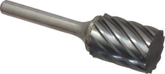 Atrax - 3/4" Cut Diam, 1/4" Shank Diam, Cylinder Head Fluted Cut Burr - Flat End, 1" LOC, 2-3/4" OAL - Industrial Tool & Supply