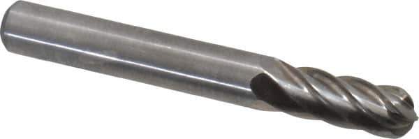 Atrax - 1/4" Cut Diam, 1/4" Shank Diam, Cylinder with Radius Head Fluted Cut Burr - Radius End, 5/8" LOC, 2" OAL - Industrial Tool & Supply
