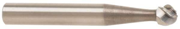 Atrax - 1/4" Cut Diam, 1/4" Shank Diam, Ball Head Fluted Cut Burr - Radius End, 1/4" LOC, 2" OAL - Industrial Tool & Supply