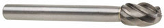 Atrax - 3/8" Cut Diam, 1/4" Shank Diam, Oval Head Fluted Cut Burr - Radius End, 5/8" LOC, 2-3/8" OAL - Industrial Tool & Supply
