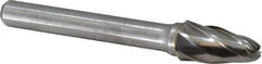 Atrax - 3/8" Cut Diam, 1/4" Shank Diam, Tree with Radius Head Fluted Cut Burr - Radius End, 3/4" LOC, 2-1/2" OAL - Industrial Tool & Supply