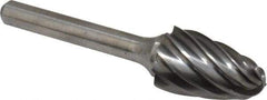 Atrax - 5/8" Cut Diam, 1/4" Shank Diam, Tree with Radius Head Fluted Cut Burr - Radius End, 1" LOC, 2-3/4" OAL - Industrial Tool & Supply