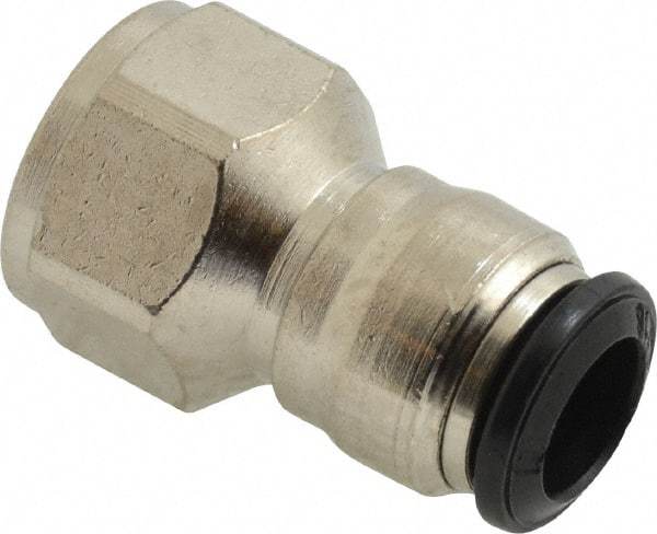 Alpha Technologies - 8mm Outside Diam, 1/4 BSPP, Nickel Plated Brass Push-to-Connect Tube Female Connector - 250 Max psi, Tube to Female BSPP Connection, Buna O-Ring - Industrial Tool & Supply
