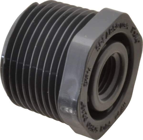 Value Collection - 1 x 1/4" PVC Plastic Pipe Reducer Bushing - Schedule 80, MIPT x FIPT End Connections - Industrial Tool & Supply
