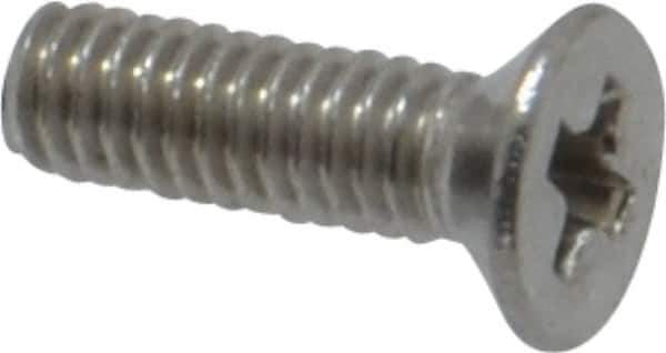 Value Collection - M2.5x0.45 Metric Coarse, 8mm OAL Phillips Drive Machine Screw - Flat Head, Grade 18-8 & A2 Stainless Steel, Uncoated, Without Washer - Industrial Tool & Supply