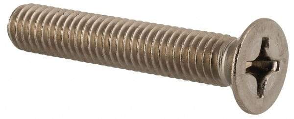 Value Collection - M6x1.00 Metric Coarse, 35mm OAL Phillips Drive Machine Screw - Flat Head, Grade 18-8 & A2 Stainless Steel, Uncoated, Without Washer - Industrial Tool & Supply
