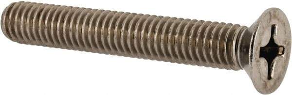 Value Collection - M6x1.00 Metric Coarse, 40mm OAL Phillips Drive Machine Screw - Flat Head, Grade 18-8 & A2 Stainless Steel, Uncoated, Without Washer - Industrial Tool & Supply