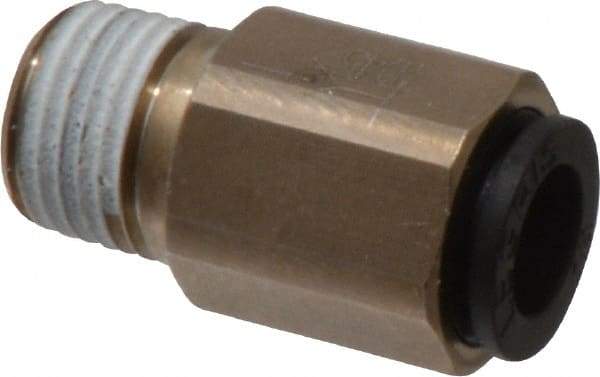 Legris - 1/4" Outside Diam, 1/8 NPT, Nickel Plated Brass Push-to-Connect Tube Self-Sealing Male Connector - 145 Max psi, Tube to Male NPT, Buna-N O-Ring - Industrial Tool & Supply