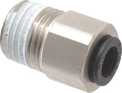 Legris - 1/4" Outside Diam, 1/4 NPT, Nickel Plated Brass Push-to-Connect Tube Self-Sealing Male Connector - 145 Max psi, Tube to Male NPT, Buna-N O-Ring - Industrial Tool & Supply