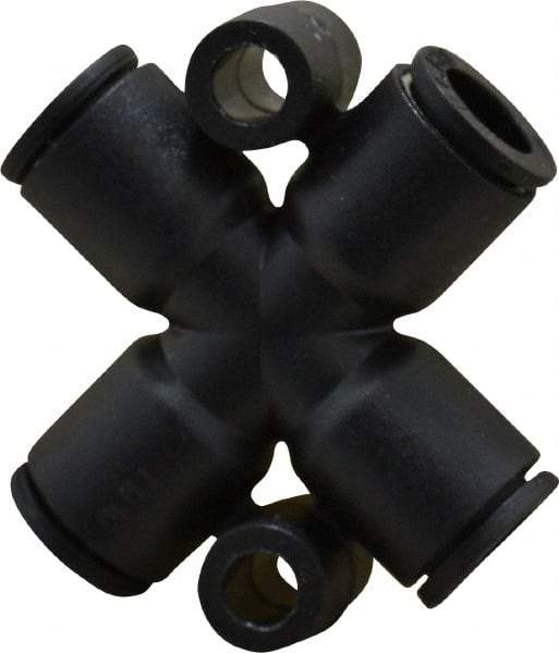 Legris - 1/4" Outside Diam, Nylon Push-to-Connect Tube Cross - 290 Max psi, Black - Industrial Tool & Supply