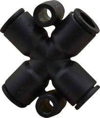 Legris - 1/4" Outside Diam, Nylon Push-to-Connect Tube Cross - 290 Max psi, Black - Industrial Tool & Supply