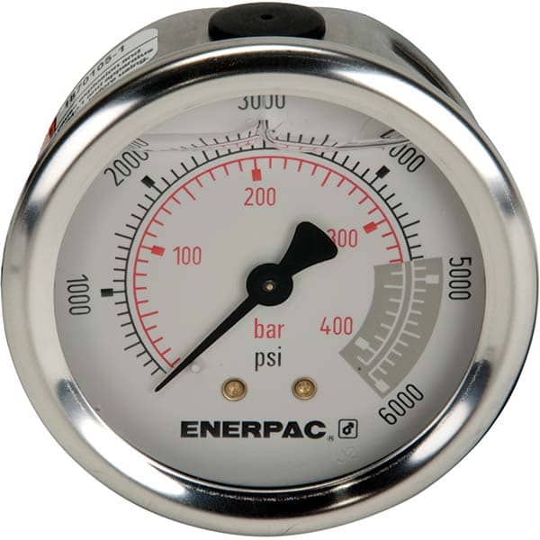Enerpac - Hydraulic Pressure Gages & Adapters Type: Glycerine Filled Pressure Rating: 6000 - Industrial Tool & Supply