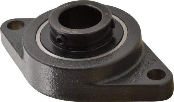 Browning - 1-1/4" ID, 6-1/8" OAL x 3-5/8" OAH 2-Bolt Flange - 3,493 Lb Static Cap, 5,782 Lb Dyn Cap, 5-1/8" Btw Mnt Hole Ctrs, Cast Iron - Industrial Tool & Supply