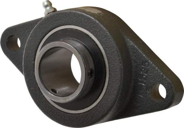 Browning - 1-1/4" ID, 5-9/16" OAL x 3-1/8" OAH 2-Bolt Flange - 2,567 Lb Static Cap, 4,381 Lb Dyn Cap, 4-19/32" Btw Mnt Hole Ctrs, Cast Iron - Industrial Tool & Supply