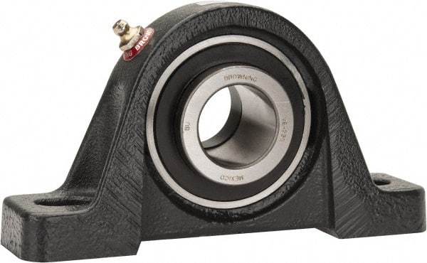 Browning - 1-1/4" ID, 6-3/4" OAL x 3-11/16" OAH Pillow Block - 3,493 Lb Static Cap, 5,782 Lb Dyn Cap, 5" Btw Mnt Hole Ctrs, 1-7/8" Base-to-Ctr Ht, Cast Iron - Industrial Tool & Supply