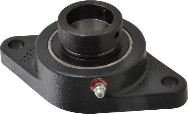 Browning - 1-1/4" ID, 5-9/16" OAL x 3-1/8" OAH 2-Bolt Flange - 2,567 Lb Static Cap, 4,381 Lb Dyn Cap, 4-19/32" Btw Mnt Hole Ctrs, Cast Iron - Industrial Tool & Supply