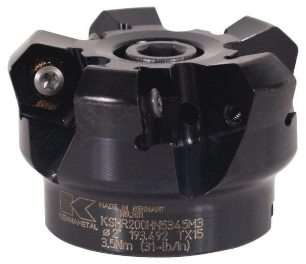 Kennametal - 125mm Cut Diam, 40mm Arbor Hole, 4.5mm Max Depth of Cut, 45° Indexable Chamfer & Angle Face Mill - 14 Inserts, HNGJ 0905 Insert, Right Hand Cut, 14 Flutes, Through Coolant, Series Mill 1-18 - Industrial Tool & Supply