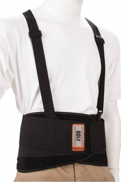 Ergodyne - Size 4XL, Hook & Loop, Spandex Belt with Adjustable Shoulder Straps - 52 to 58" Waist, 8" Wide, Detachable Strap, Black - Industrial Tool & Supply