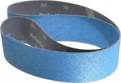 Norton - 2-1/2" Wide x 48" OAL, 50 Grit, Zirconia Alumina Abrasive Belt - Zirconia Alumina, Coarse, Coated, Y Weighted Cloth Backing, Dry, Series R821 - Industrial Tool & Supply