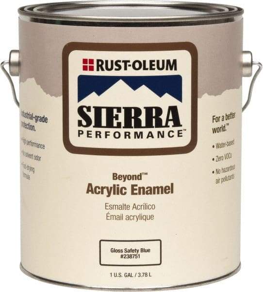 Rust-Oleum - 1 Gal Safety Blue Gloss Finish Acrylic Enamel Paint - Interior/Exterior, <0 gL VOC Compliance - Industrial Tool & Supply