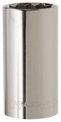 Paramount - 1-1/8", 1/2" Drive, Deep Hand Socket - 12 Points, 3-3/32" OAL, Steel, Chrome Finish - Industrial Tool & Supply
