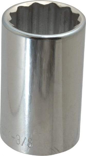 Paramount - 1-3/8", 1/2" Drive, Deep Hand Socket - 12 Points, 3-1/2" OAL, Steel, Chrome Finish - Industrial Tool & Supply