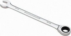 Paramount - 7/16" 12 Point Ratcheting Combination Wrench - 6-1/2" OAL, Chrome Vanadium Steel, Polished Finish - Industrial Tool & Supply