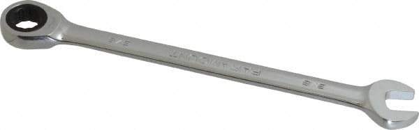 Paramount - 3/8" 12 Point Ratcheting Combination Wrench - 6-7/32" OAL, Chrome Vanadium Steel, Polished Finish - Industrial Tool & Supply