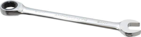 Paramount - 11/16" 12 Point Ratcheting Combination Wrench - 9-3/4" OAL, Chrome Vanadium Steel, Polished Finish - Industrial Tool & Supply