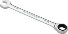 Paramount - 9/16" 12 Point Ratcheting Combination Wrench - 7-1/2" OAL, Chrome Vanadium Steel, Polished Finish - Industrial Tool & Supply