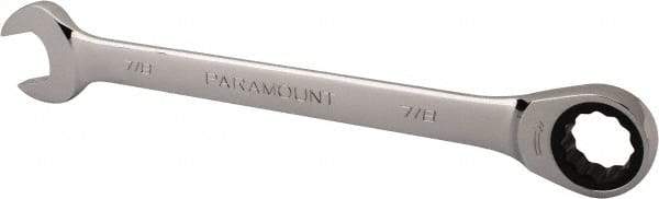Paramount - 7/8" 12 Point Ratcheting Combination Wrench - 11-7/32" OAL, Chrome Vanadium Steel, Polished Finish - Industrial Tool & Supply