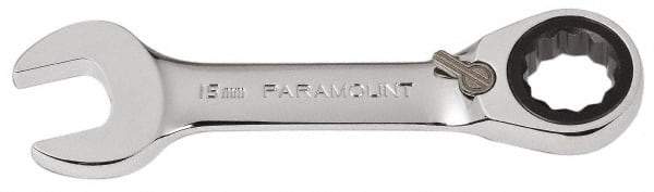 Paramount - 15mm 12 Point Combination Wrench - 15° Head Angle, 4-33/64" OAL, Chrome Vanadium Steel, Polished Finish - Industrial Tool & Supply