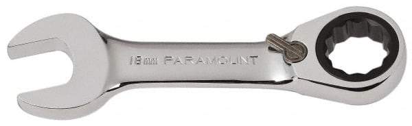 Paramount - 18mm 12 Point Combination Wrench - 15° Head Angle, 5-5/32" OAL, Chrome Vanadium Steel, Polished Finish - Industrial Tool & Supply