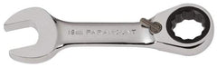 Paramount - 18mm 12 Point Combination Wrench - 15° Head Angle, 5-5/32" OAL, Chrome Vanadium Steel, Polished Finish - Industrial Tool & Supply