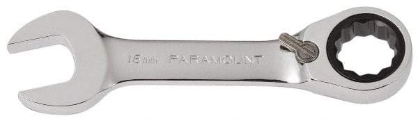 Paramount - 16mm 12 Point Combination Wrench - 15° Head Angle, 4-53/64" OAL, Chrome Vanadium Steel, Polished Finish - Industrial Tool & Supply