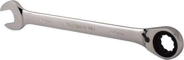Paramount - 24mm 12 Point Combination Wrench - 15° Head Angle, 12-5/8" OAL, Chrome Vanadium Steel, Polished Finish - Industrial Tool & Supply