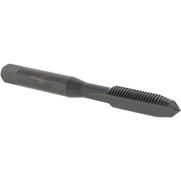 OSG - 1/4-28 UNF 3B 2 Flute Oxide Finish High Speed Steel Straight Flute Standard Hand Tap - Plug, Right Hand Thread, 2-1/2" OAL, 1" Thread Length, H3 Limit, Oversize - Exact Industrial Supply