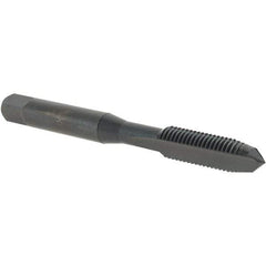OSG - 1/4-28 UNF 3B 2 Flute Oxide Finish High Speed Steel Straight Flute Standard Hand Tap - Plug, Right Hand Thread, 2-1/2" OAL, 1" Thread Length, H3 Limit, Oversize - Exact Industrial Supply