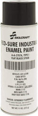 Ability One - Black, Flat, Enamel Spray Paint - 8 to 10 Sq Ft per Can, 11 oz Container - Industrial Tool & Supply