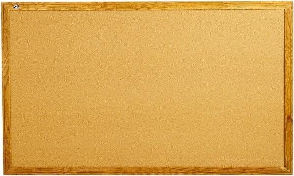 Quartet - 60" Wide x 36" High Open Cork Bulletin Board - Natural Cork over Fiberboard, Oak Frame - Industrial Tool & Supply