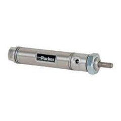 Parker - 1" Stroke x 9/16" Bore Double Acting Air Cylinder - 10-32 Port, 10-32 Rod Thread, 250 Max psi, 14 to 140°F - Industrial Tool & Supply