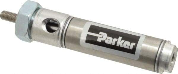 Parker - 1" Stroke x 3/4" Bore Double Acting Air Cylinder - 1/8 Port, 1/4-28 Rod Thread, 250 Max psi, 14 to 140°F - Industrial Tool & Supply