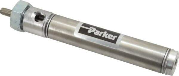 Parker - 2-1/2" Stroke x 3/4" Bore Double Acting Air Cylinder - 1/8 Port, 1/4-28 Rod Thread, 250 Max psi, 14 to 140°F - Industrial Tool & Supply