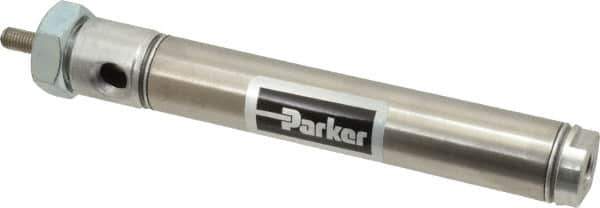 Parker - 3" Stroke x 3/4" Bore Double Acting Air Cylinder - 1/8 Port, 1/4-28 Rod Thread, 250 Max psi, 14 to 140°F - Industrial Tool & Supply