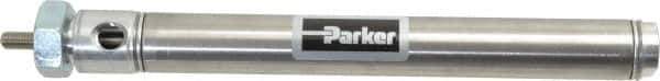 Parker - 5" Stroke x 3/4" Bore Double Acting Air Cylinder - 1/8 Port, 1/4-28 Rod Thread, 250 Max psi, 14 to 140°F - Industrial Tool & Supply