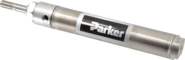 Parker - 5" Stroke x 1-1/4" Bore Double Acting Air Cylinder - 1/8 Port, 7/16-20 Rod Thread, 250 Max psi, 14 to 140°F - Industrial Tool & Supply